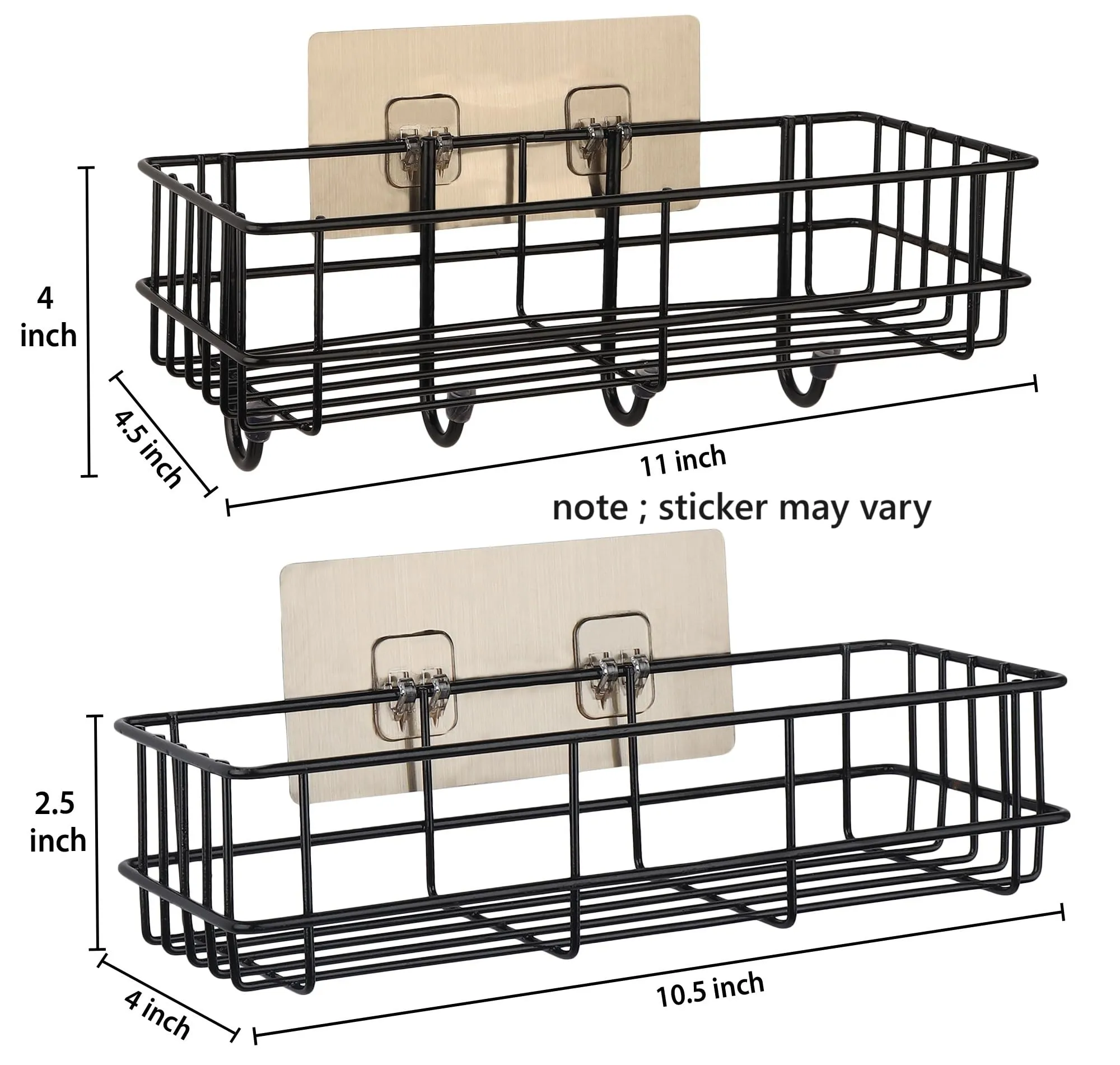 SaleOn Wall Rack for Bathroom and Kitchen (Set of 2), Bathroom Shelf with Hook, Self Adhesive Wall Storage Organizer, Metal Rack for Kitchen and Bathroom, Racks for Storage