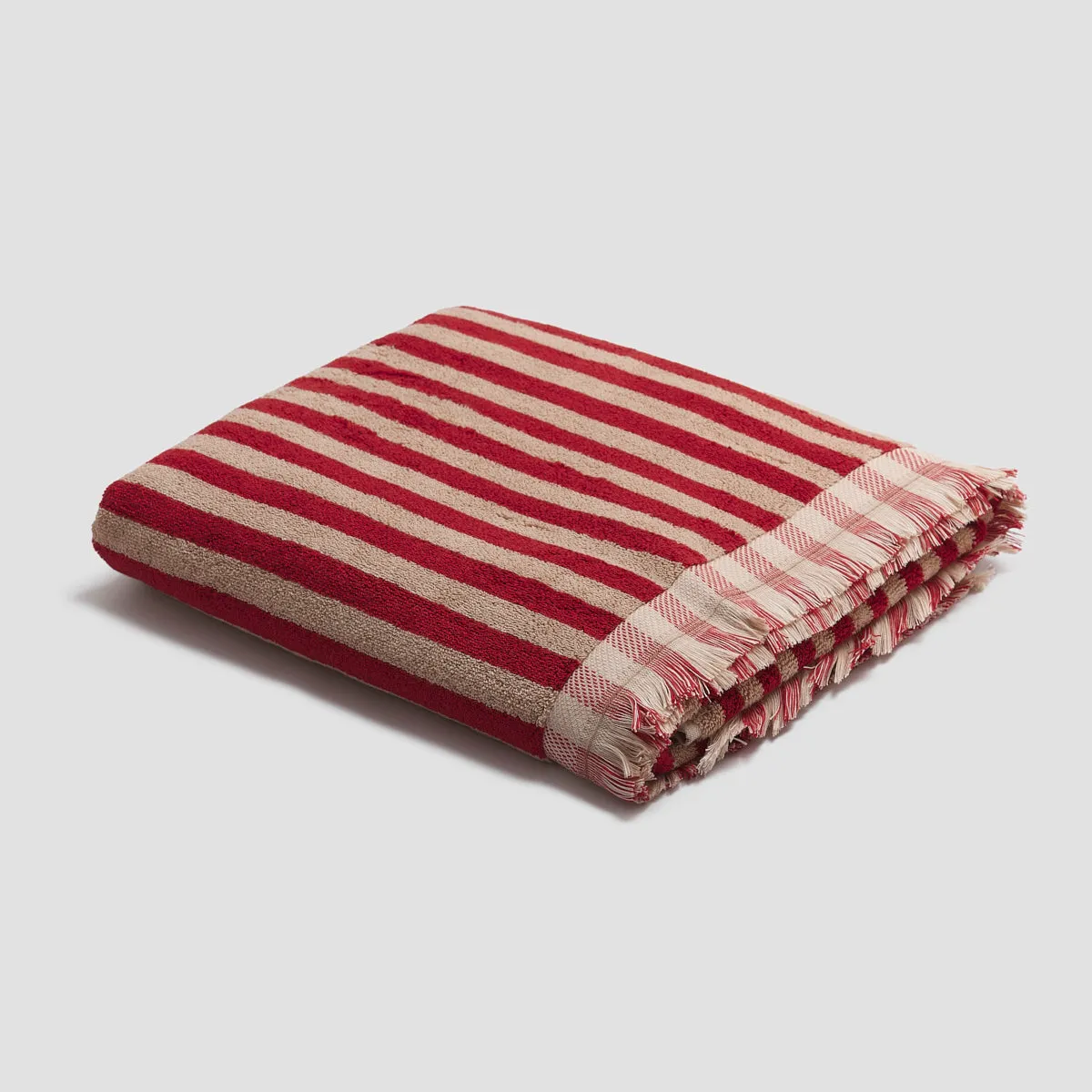 Sandstone Red Pembroke Stripe Cotton Towels