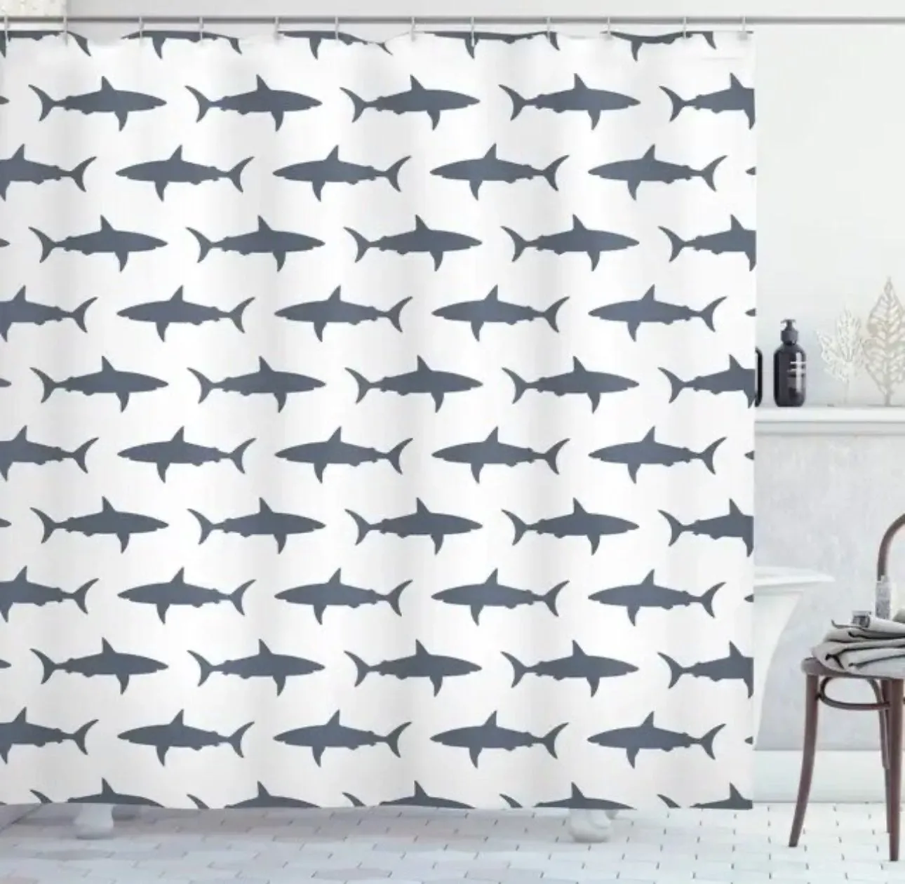 Shower Curtains: Gray Sharks