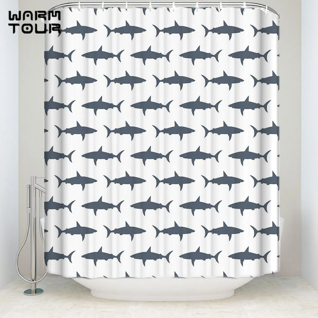 Shower Curtains: Gray Sharks