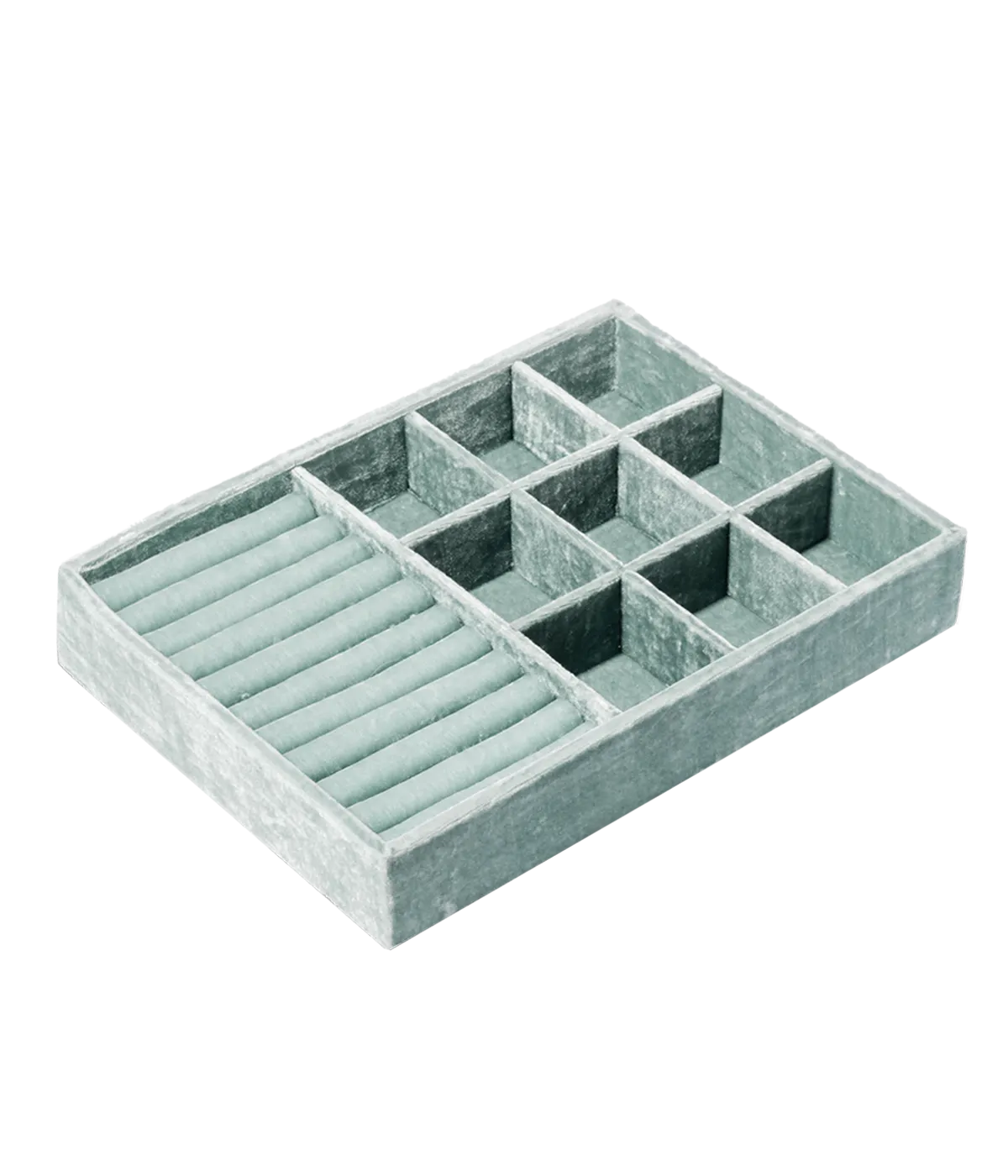 Stackable Silk Velvet Jewelry Tray in Seafoam