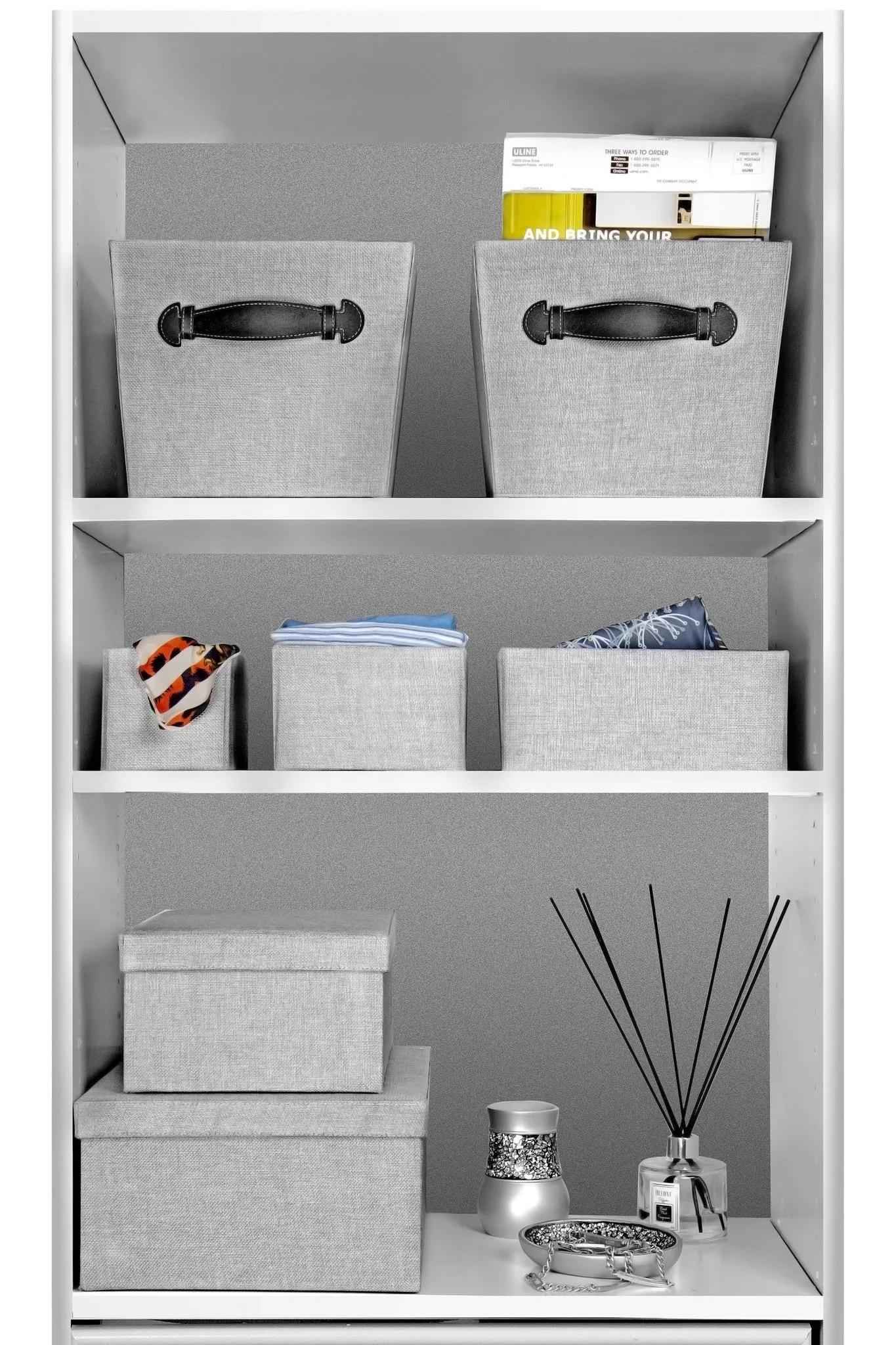 Storage Boxes set of 3, Gray Birch