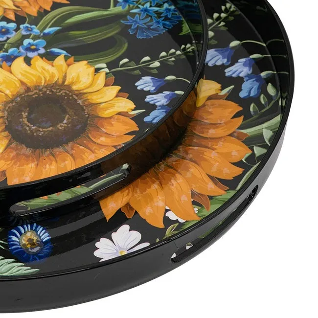 Sunflower Decorative set of 2 Round Trays