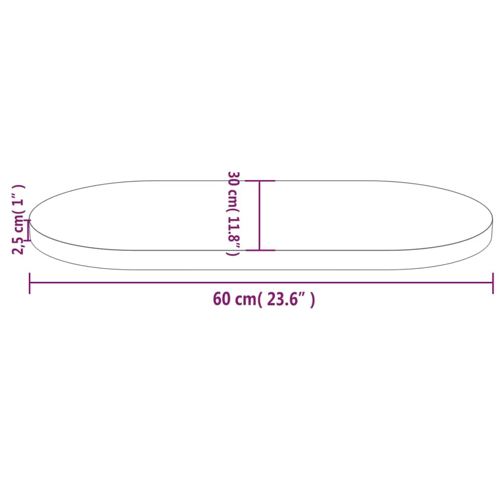 Table Top 60x30x2.5 cm Solid Wood Pine Oval