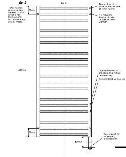 Tuzio Laveno Hardwired or plug in Towel Warmer - 19.5"w x 47.5"h