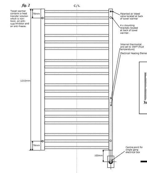 Tuzio Laveno Hardwired or plug in Towel Warmer - 23.5"w x 47.5"h