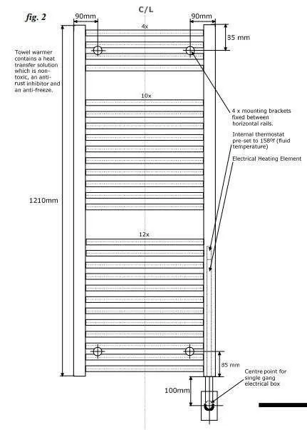 Tuzio Savoy Hardwired or plug in Towel Warmer - 29.5"w x 47.5"h