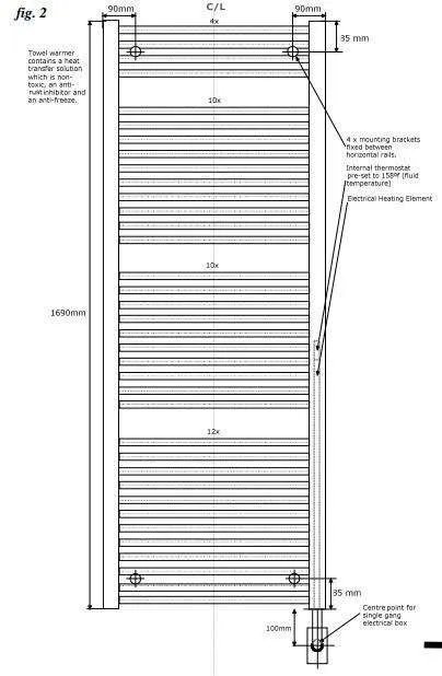 Tuzio Savoy Hardwired or plug in Towel Warmer - 29.5"w x 66.5"h