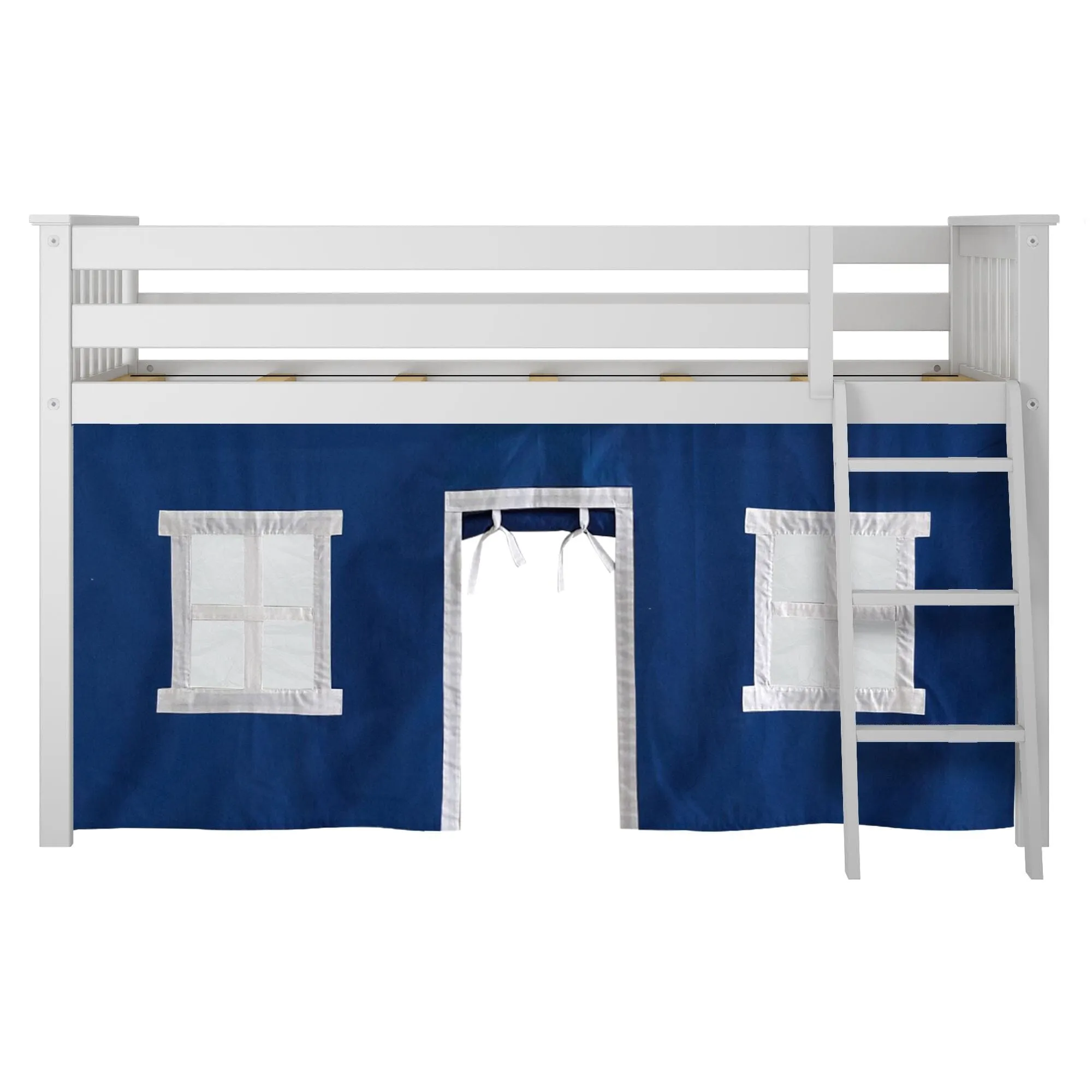 Twin Low Loft Bed With Curtain