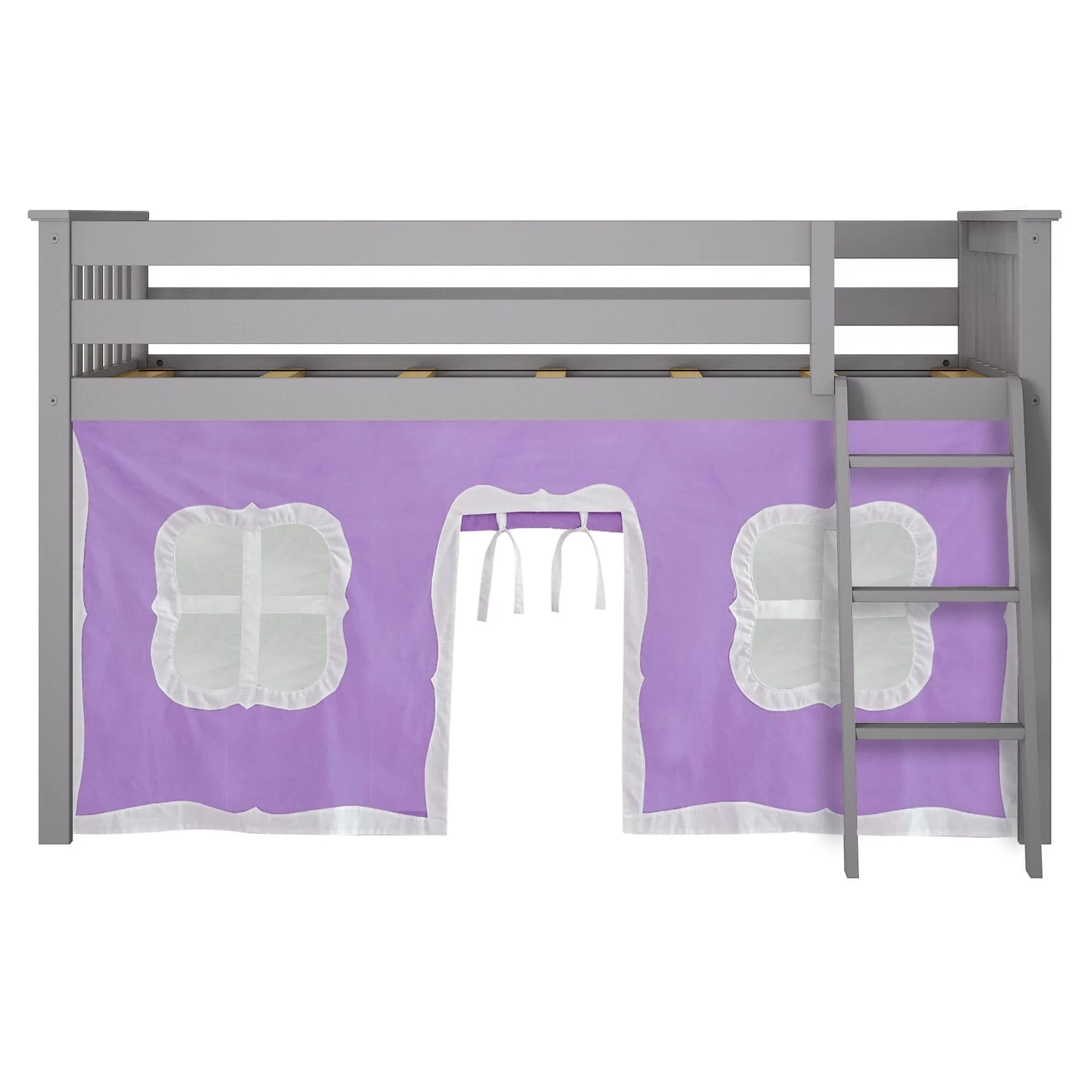 Twin Low Loft Bed With Curtain