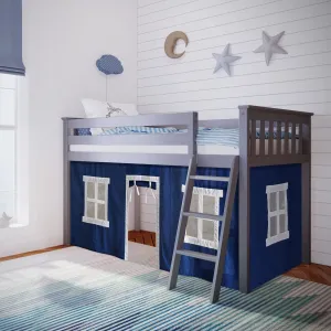 Twin Low Loft Bed With Curtain