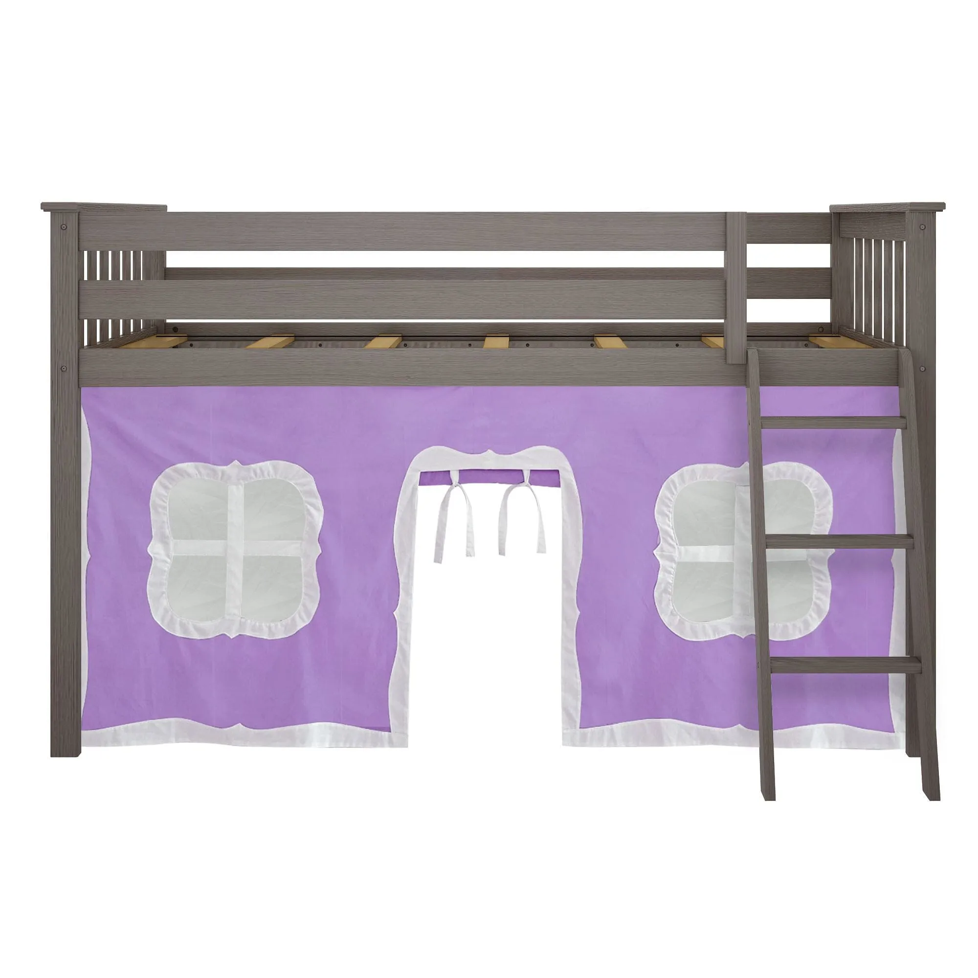 Twin Low Loft Bed With Curtain