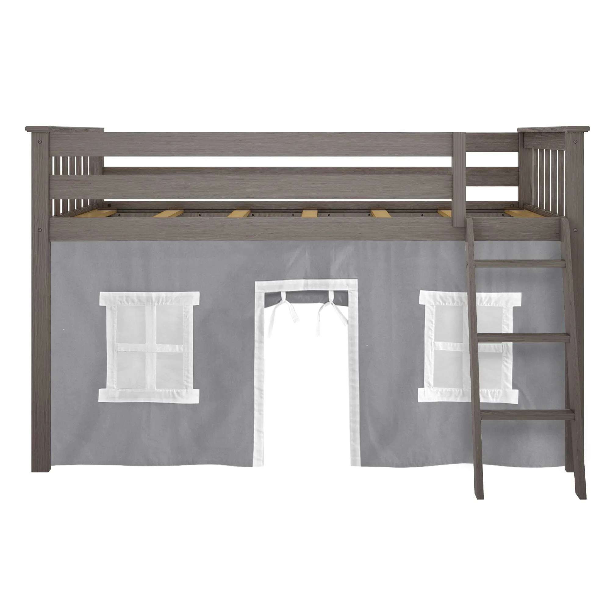 Twin Low Loft Bed With Curtain