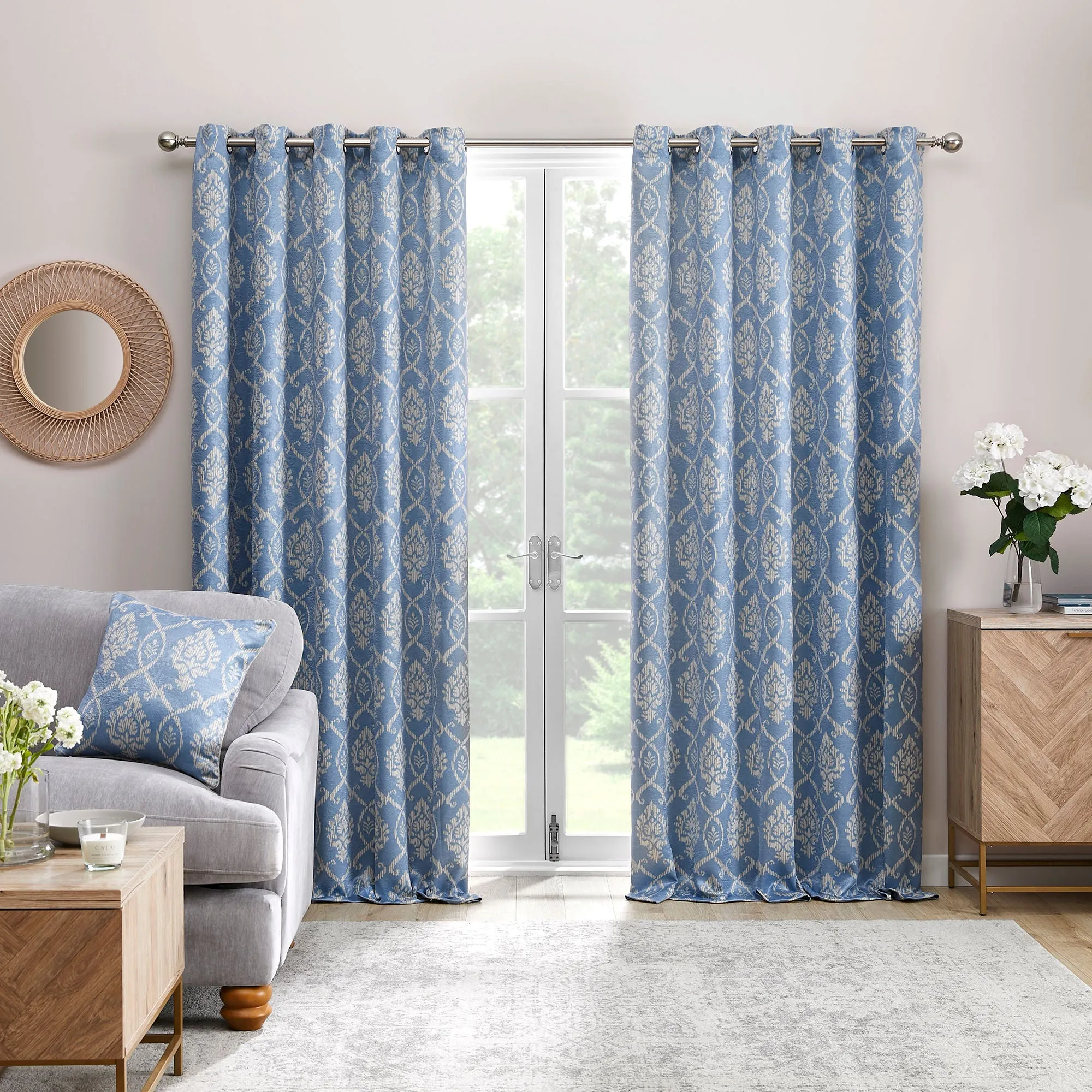 Vivianna Pair of Eyelet Curtains by Dreams & Drapes in Blue