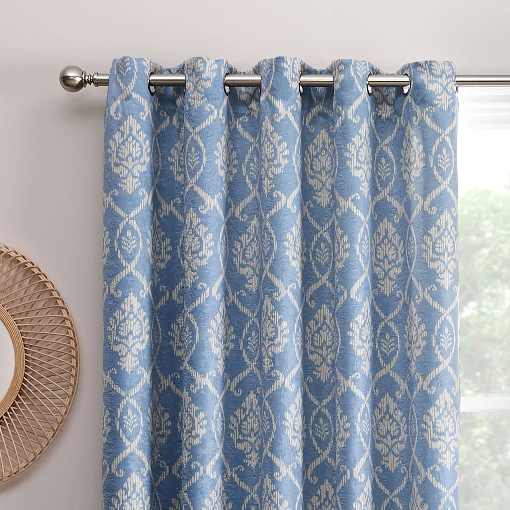 Vivianna Pair of Eyelet Curtains by Dreams & Drapes in Blue