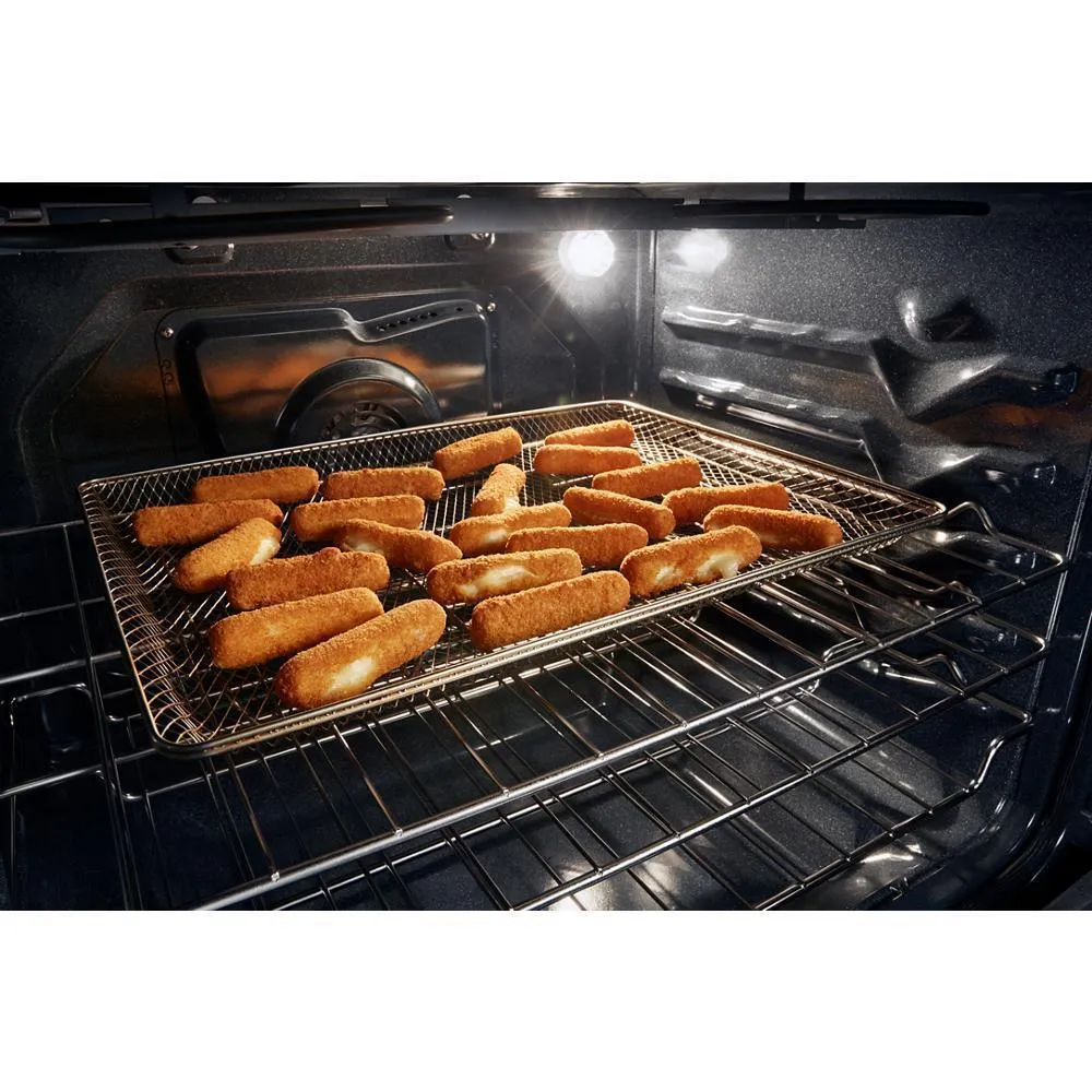 Whirlpool WFES7530RB 30-inch Electric Smart Range with Air Cooking Technology, No Preheat Air Fry, High Speed Preheat Oven, WipeClean™ Coating, and Steam/Self Clean