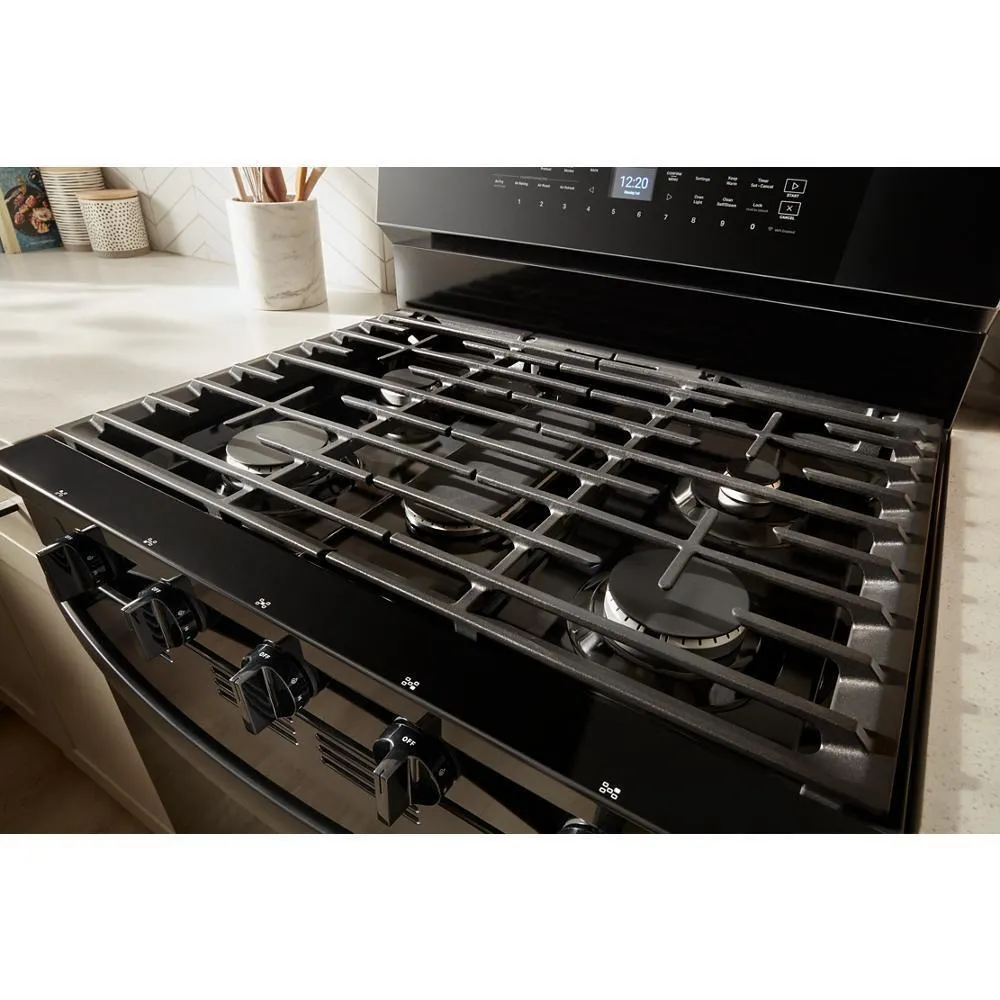 Whirlpool WFGS7530RB 30-inch Smart Gas Range with Air Cooking Technology, No Preheat Air Fry, Steam/Self Clean and High Speed Preheat