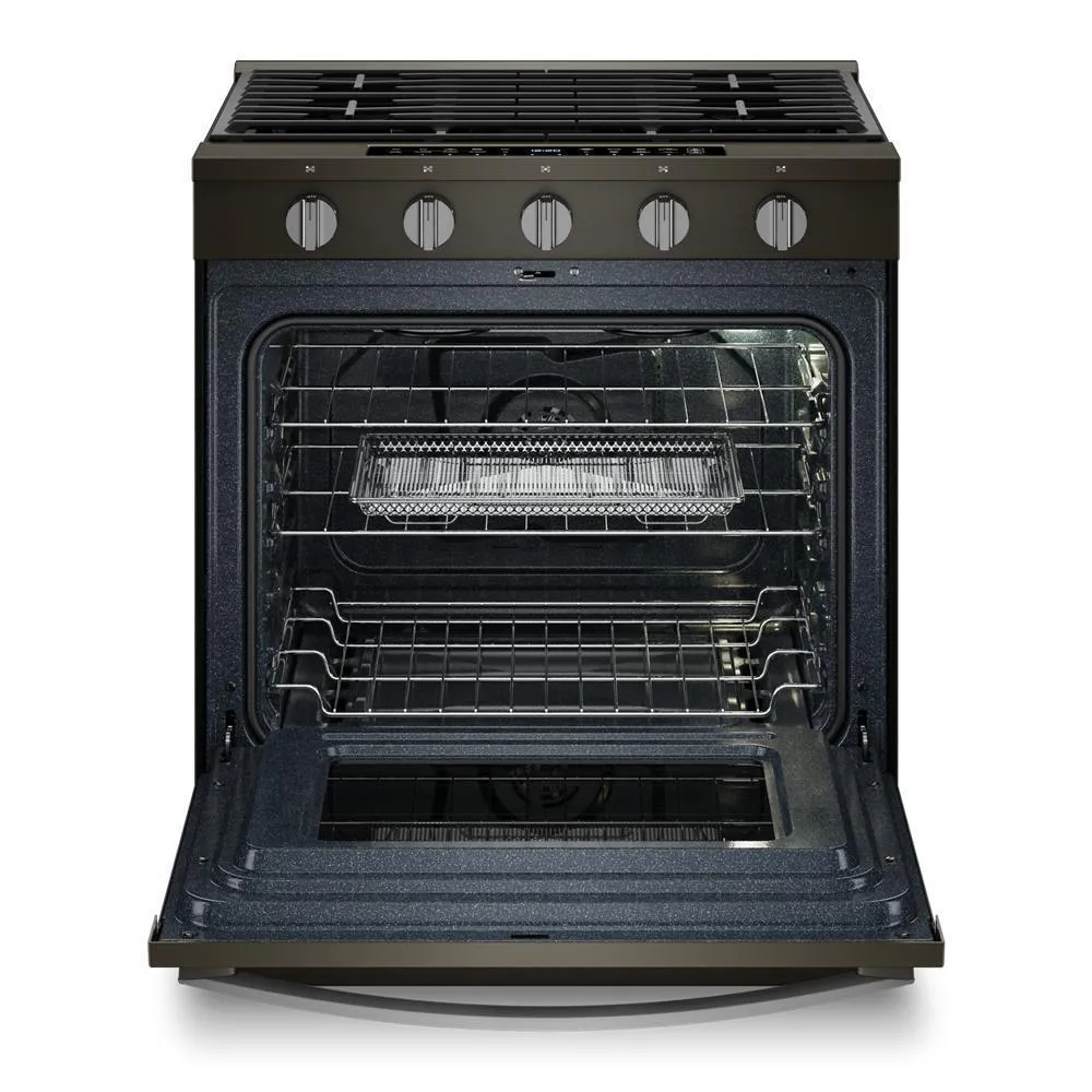 Whirlpool WSGS7530RV 30-inch Smart Slide In Gas Range with Air Cooking Technology, No Preheat Air Fry, Steam/Self Clean and High Speed Preheat