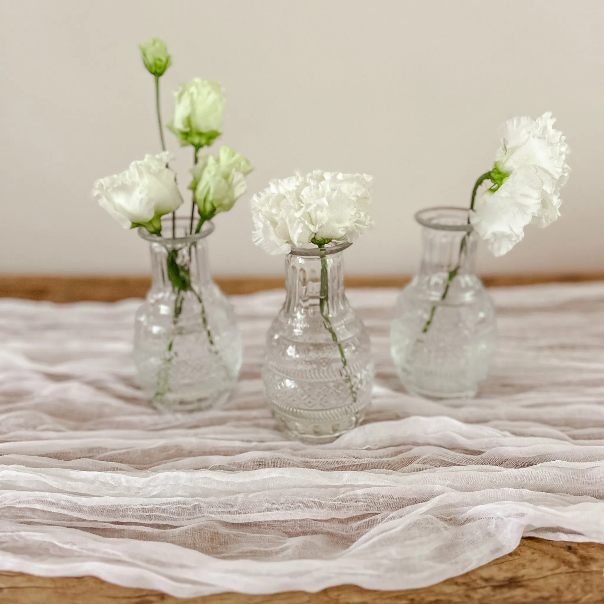 White Crinkled Cheesecloth Wedding Table Runner 3m