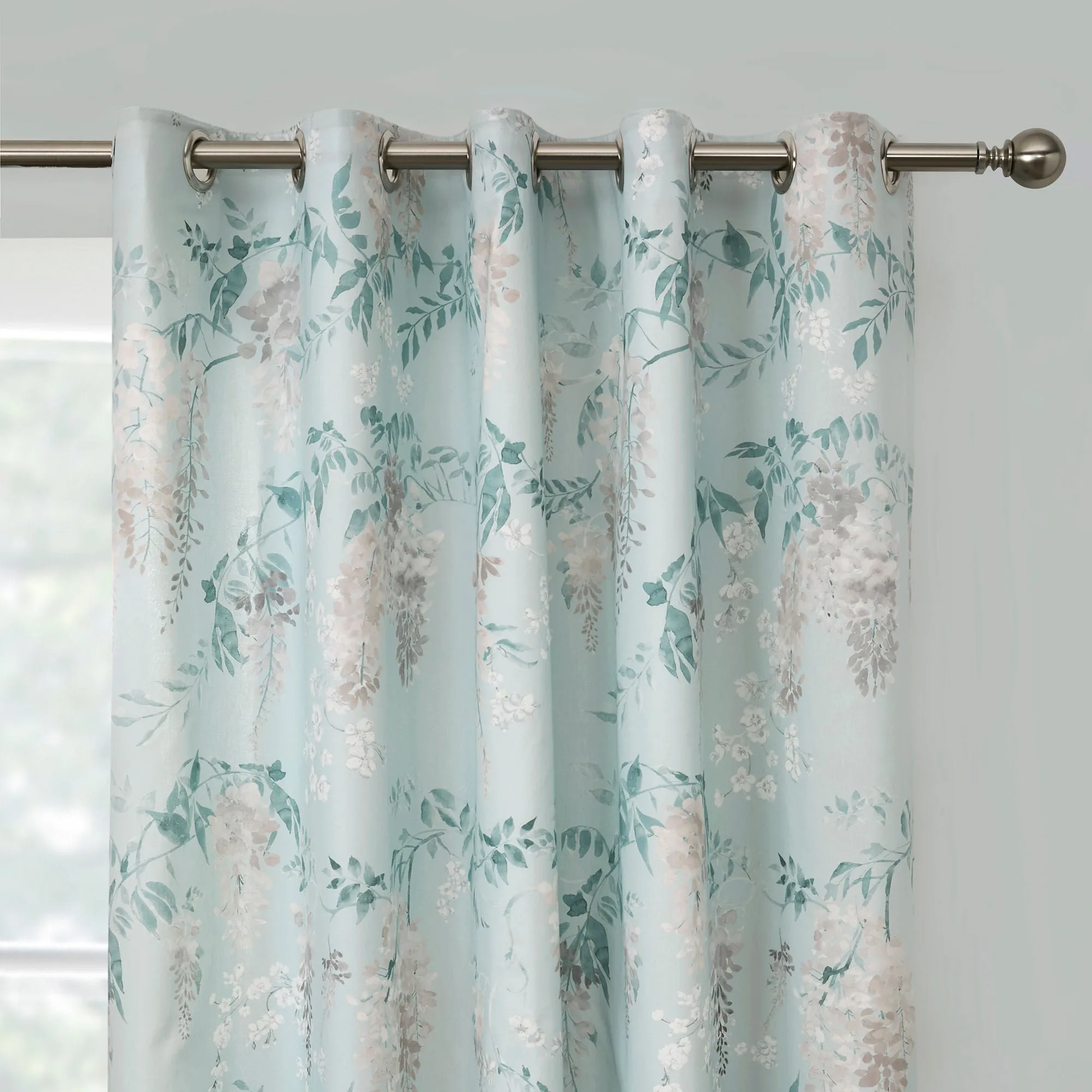 Wisteria Pair of Eyelet Curtains by Dreams & Drapes Curtains in Duck Egg