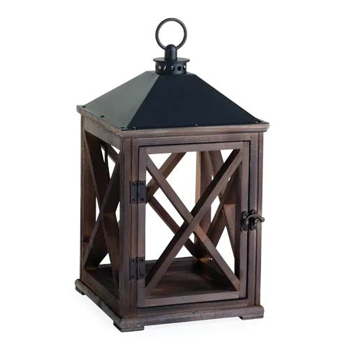 Wooden Candle Warmer Lantern- Weathered Espresso