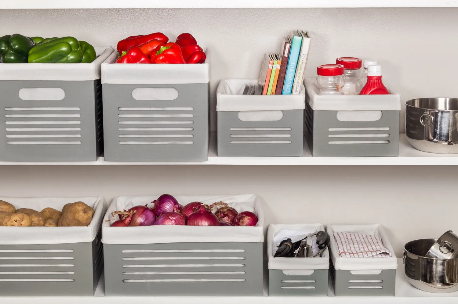 Wooden Gray Storage Bins - Medium  (Wholesale)