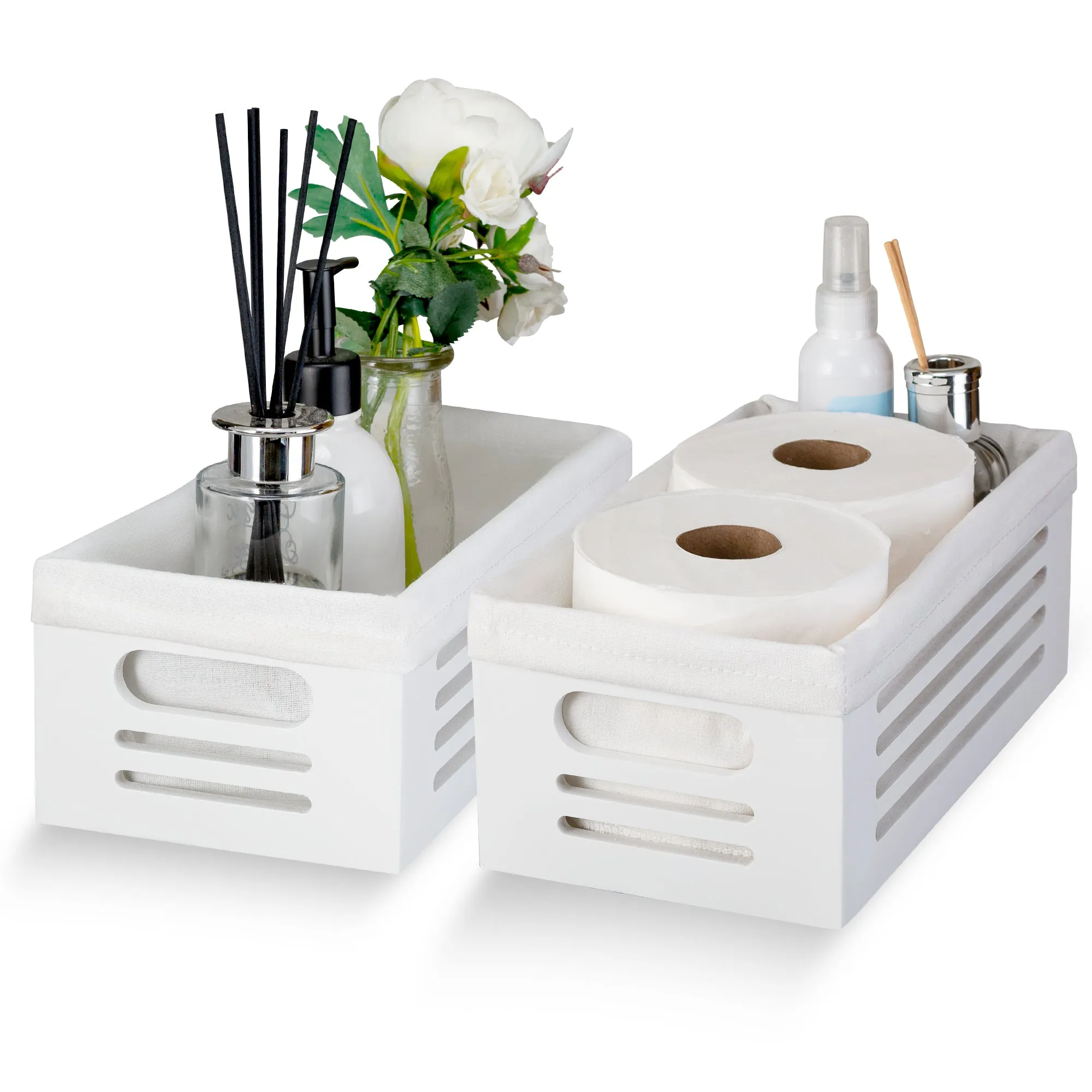 Wooden White Storage Bin 2 Pack Extra Small (Wholesale)