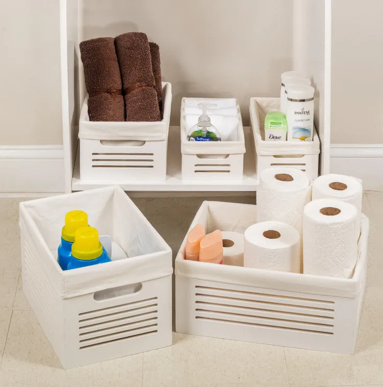 Wooden White Storage Bins - Medium  (Wholesale)