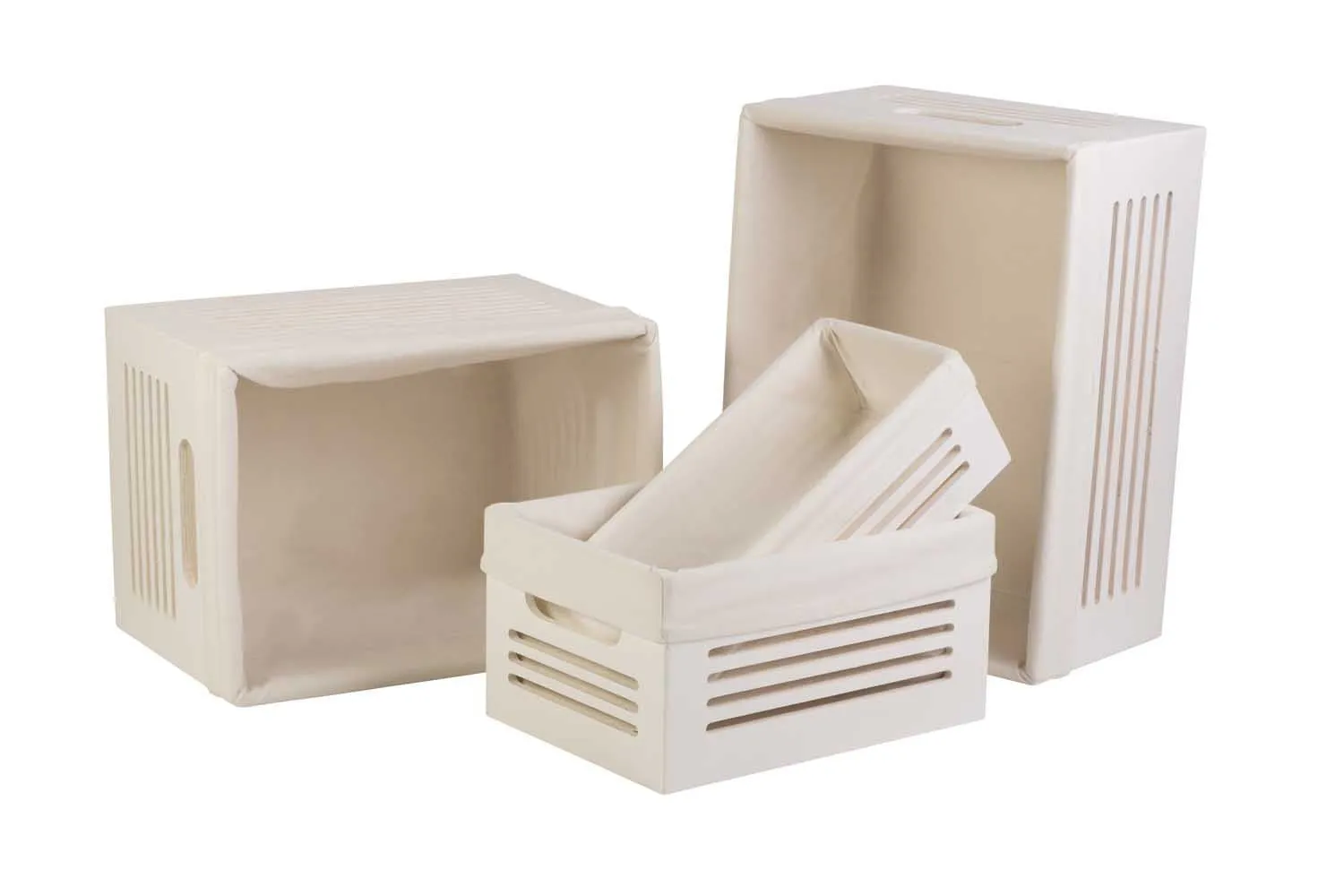 Wooden White Storage Bins - Medium