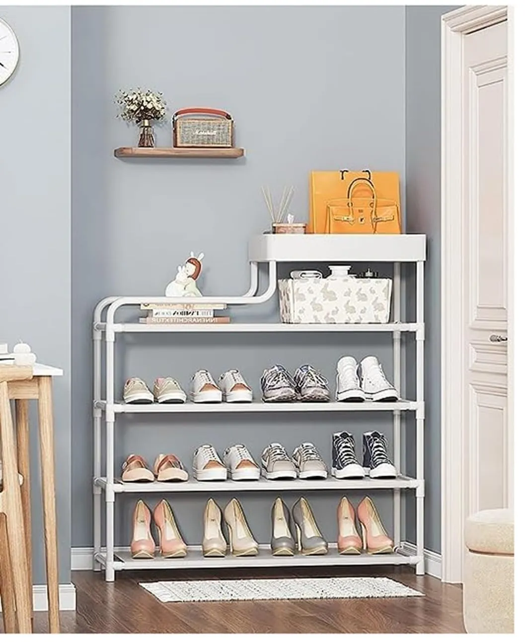 Zemic Cloth Fiber Shoe Cabinet Free Standing Shoe Rack, Shoe Cabinet For Entryway, With Multi-layer Large-capacity Storage Rack, Used In Bedrooms, Living Rooms, And Balconies Unbreakable. (White)